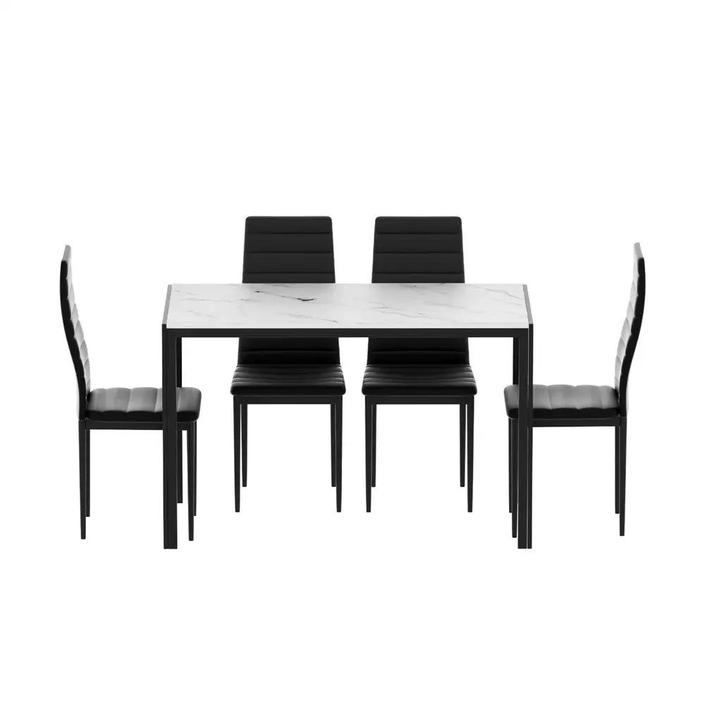1 Artiss Dining Table and 4 Chairs Set Marble Effect - Furniture > Dining > Dining Set