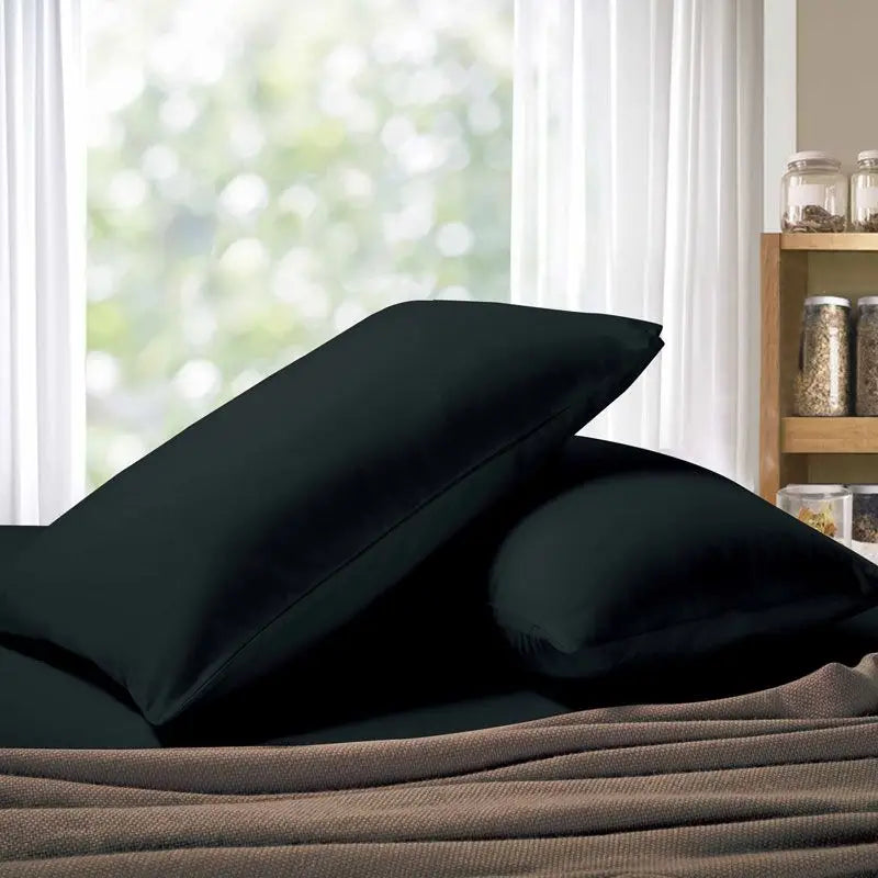 1000TC Premium Ultra Soft Standrad size Pillowcases 2-Pack - Black - Home & Garden > Bedding > Pillowcases