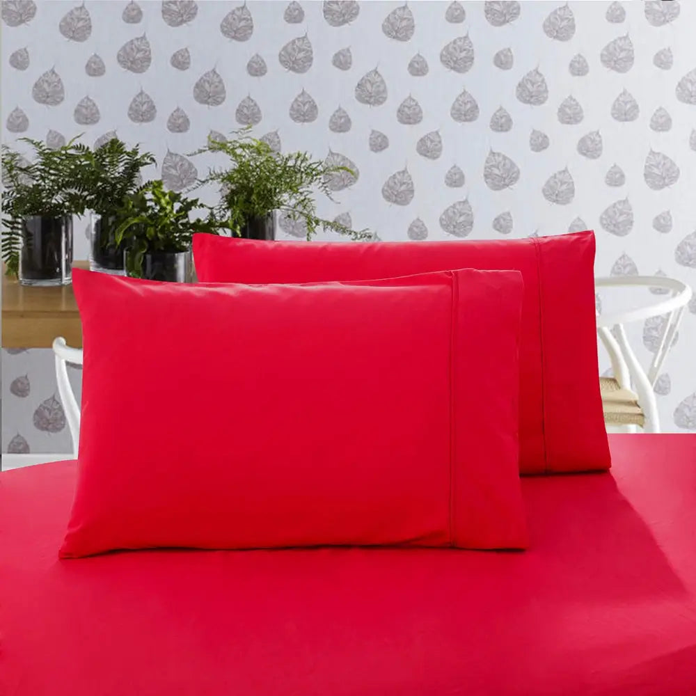 1000TC Premium Ultra Soft Standrad size Pillowcases 2-Pack - Red - Home & Garden > Bedding > Pillowcases