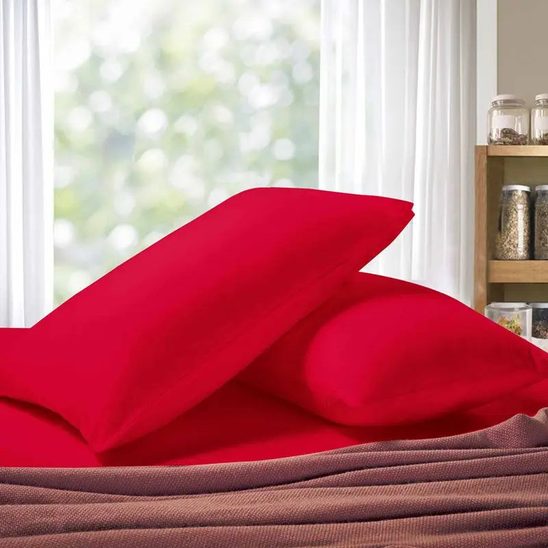 1000TC Premium Ultra Soft Standrad size Pillowcases 2-Pack - Red - Home & Garden > Bedding > Pillowcases