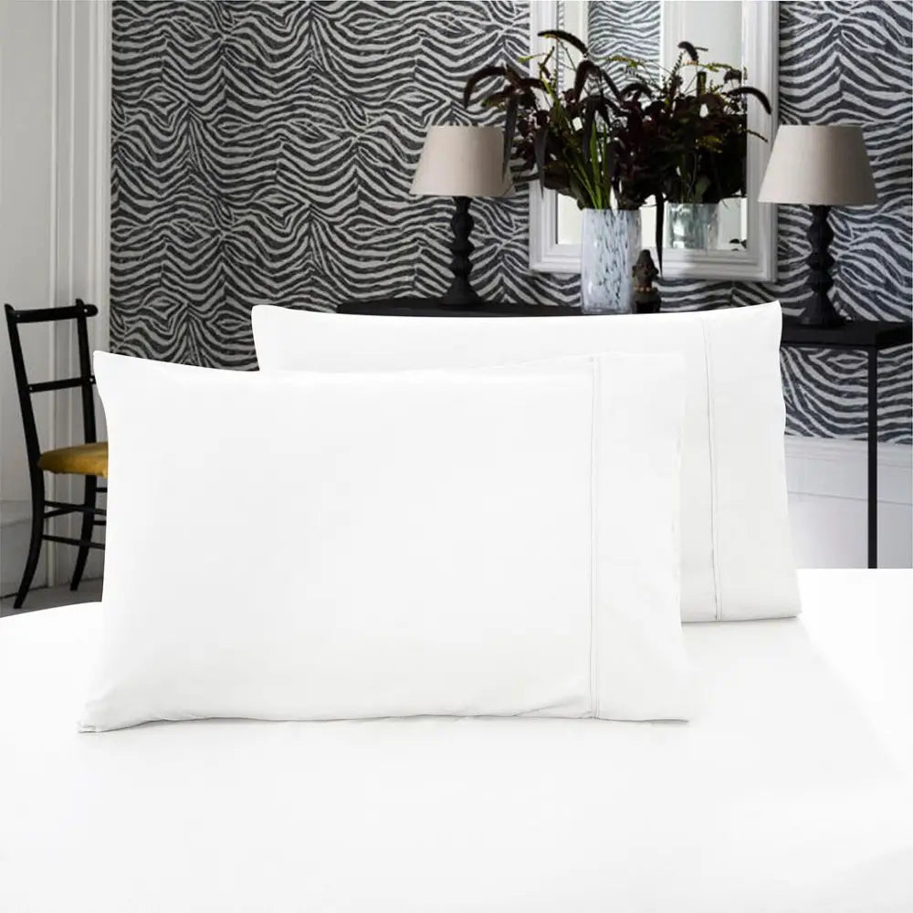 1000TC Premium Ultra Soft Standrad size Pillowcases 2-Pack - White - Home & Garden > Bedding > Pillowcases