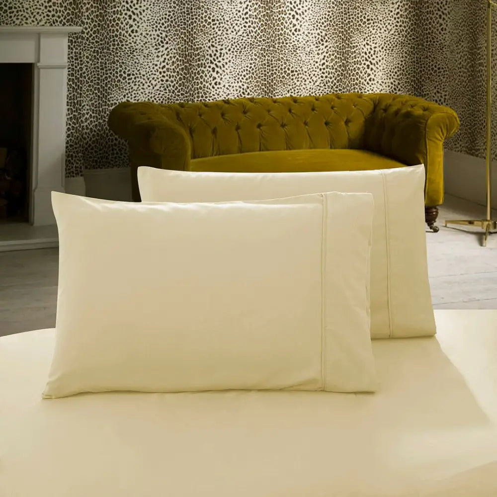 1000TC Premium Ultra Soft Standrad size Pillowcases 2-Pack - Yellow Cream - Home & Garden > Bedding > Pillowcases