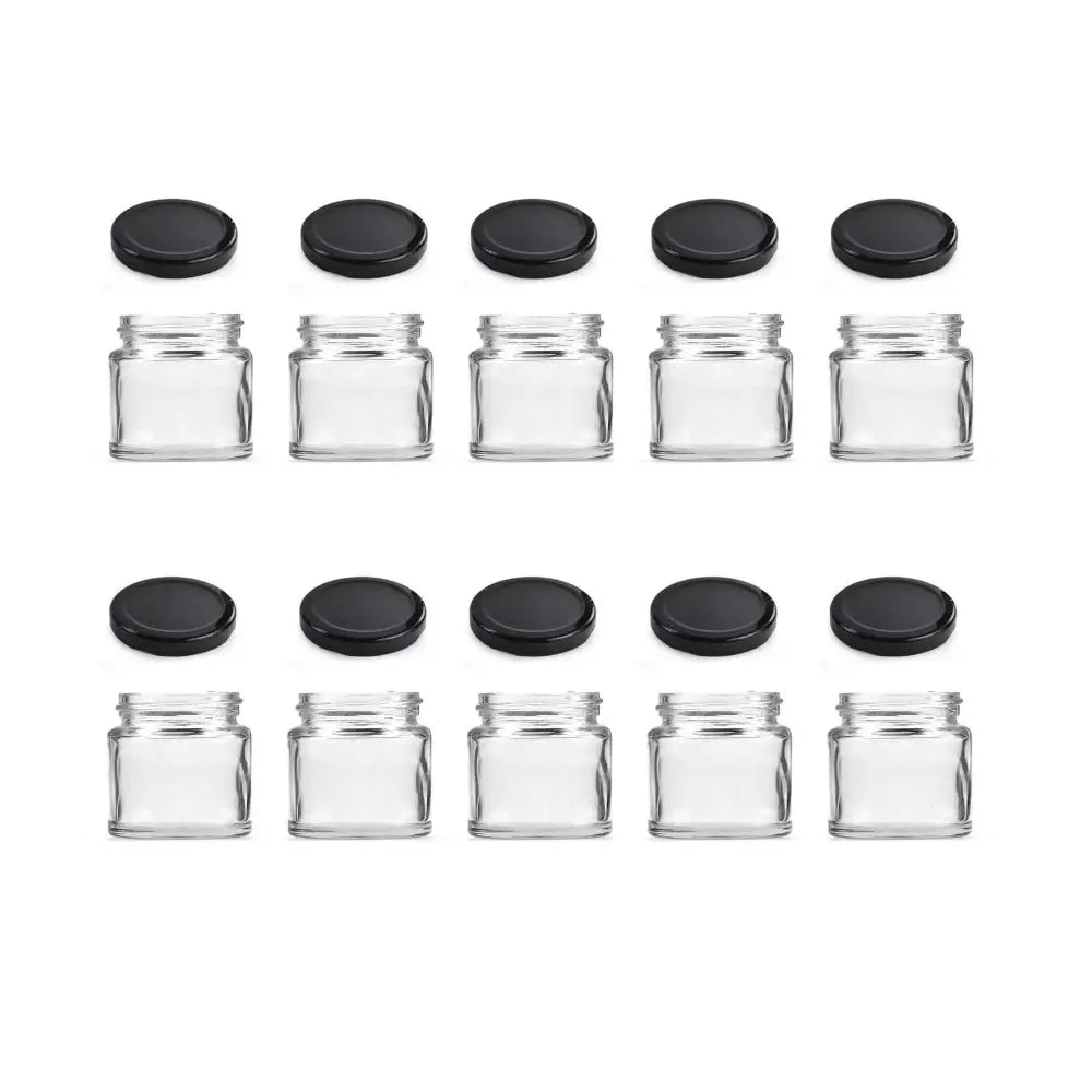 10x 300ml Flint Glass Jars + Twist Lids - Round Food Cosmetic Packing Containers - Home & Garden > Storage