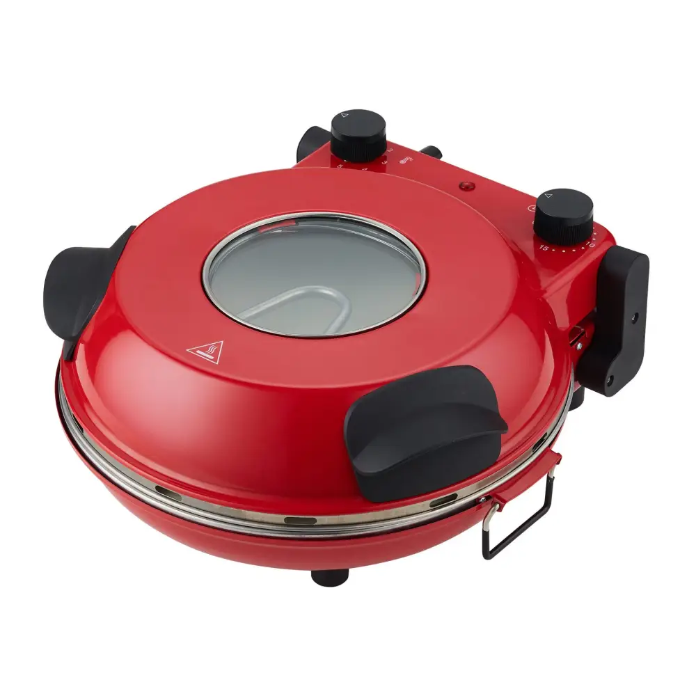 12-inch Pizza Oven with Thermal Control Timer Viewing Window and Removable Stone - Red - Appliances > Kitchen