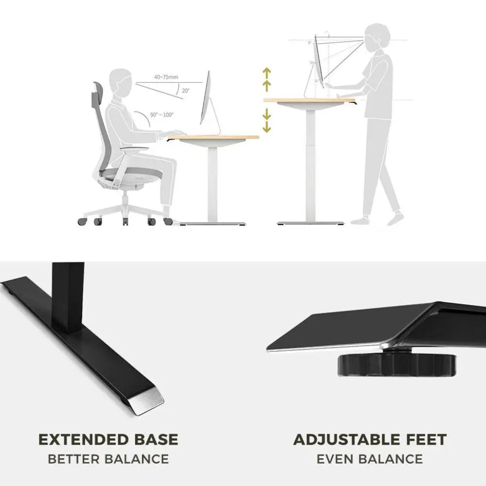 120cm Standing Desk Height Adjustable Sit Grey Stand Motorised Dual Motors Frame White Top - Furniture > Office