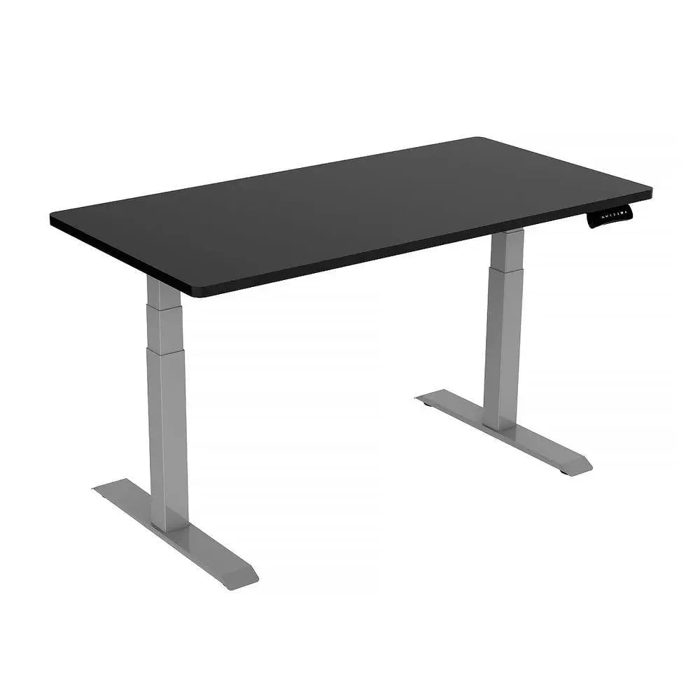 120cm Standing Desk Height Adjustable Sit Grey Stand Motorised Dual Motors Frame Black Top - Furniture > Office