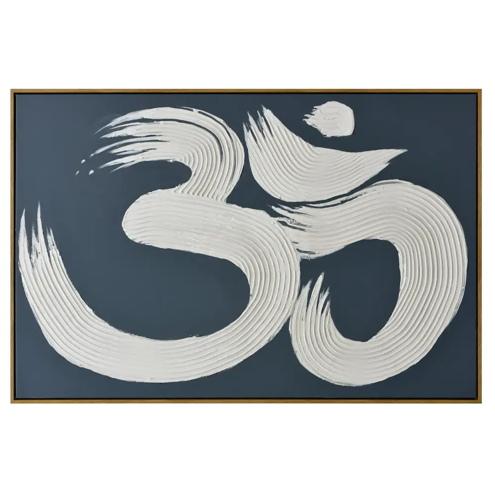 120X80cm Modern Mantra: Echoes of AUM Dark Wood Framed Hand Painted Canvas Wall Art - Home & Garden > Wall Art