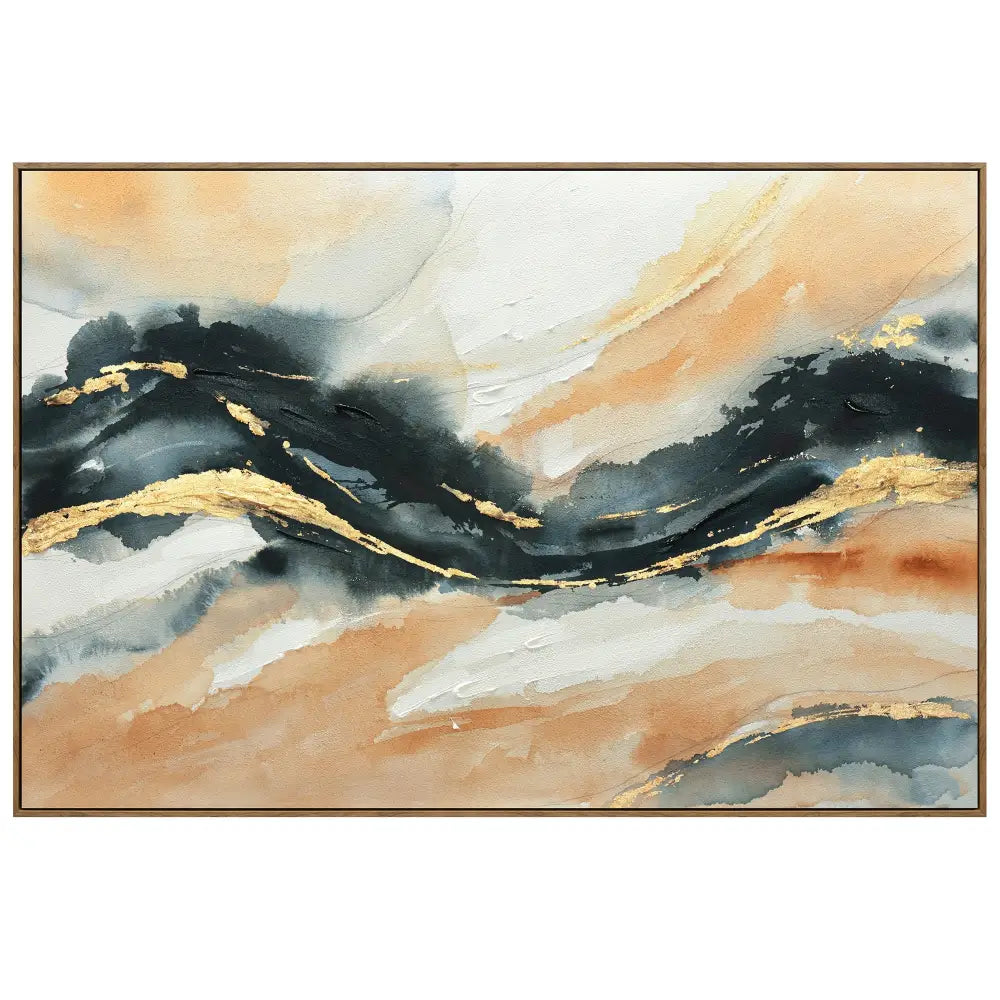 120X80cm Riptide Reverie Dark Wood Framed Hand Painted Canvas Wall Art - Home & Garden > Wall Art