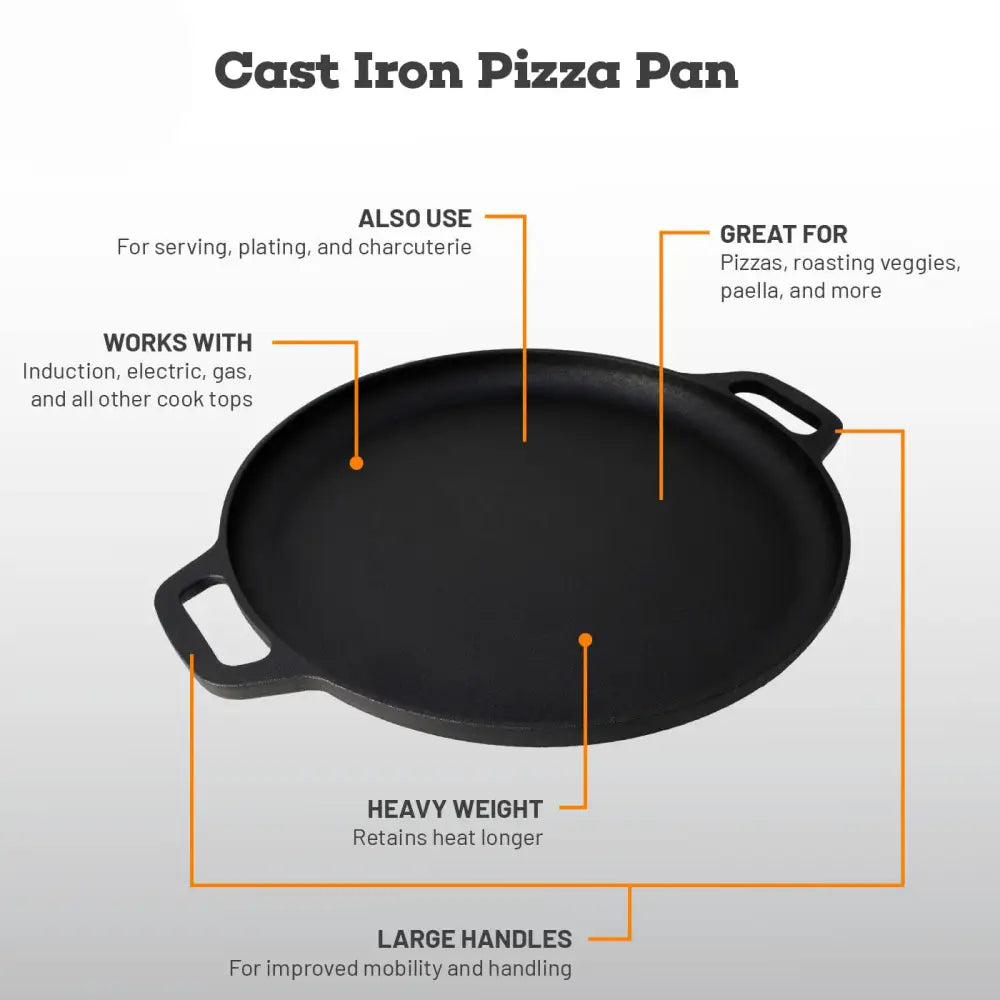 13.5’’ 35cm Pre-Seasoned Cast Iron Pizza Baking Pan Cooking Griddle Stove Oven Grill Campfire - Home & Garden >