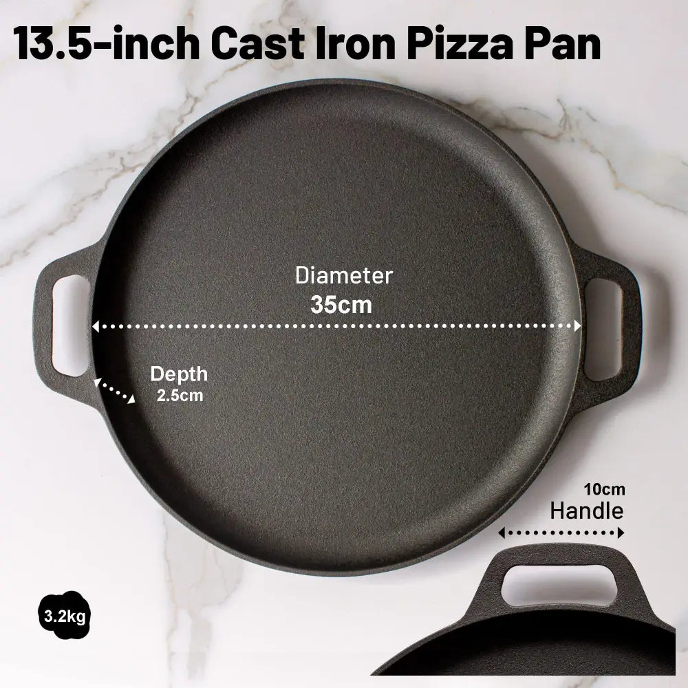 13.5’’ 35cm Pre-Seasoned Cast Iron Pizza Baking Pan Cooking Griddle Stove Oven Grill Campfire - Home & Garden >