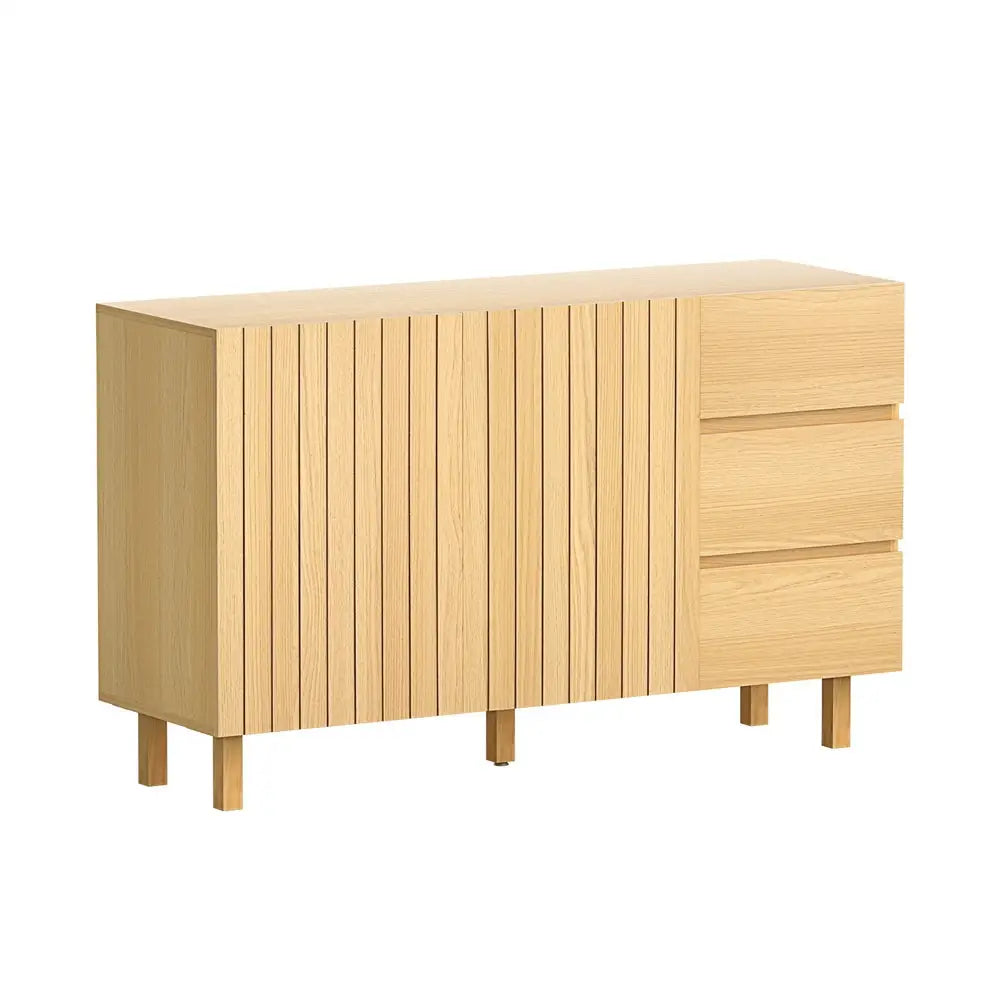 130cm Artiss Buffet Sideboard Cupboard Cabinet Pantry Storage Drawer Pine - Furniture > Dining > Buffets & Sideboards