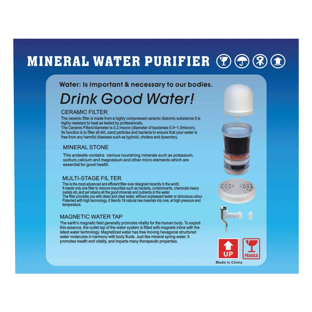 16L Benchtop 8 Stage Water Filter - Ceramic Carbon Mineral Stone Silica Purifier - Appliances > Kitchen Appliances