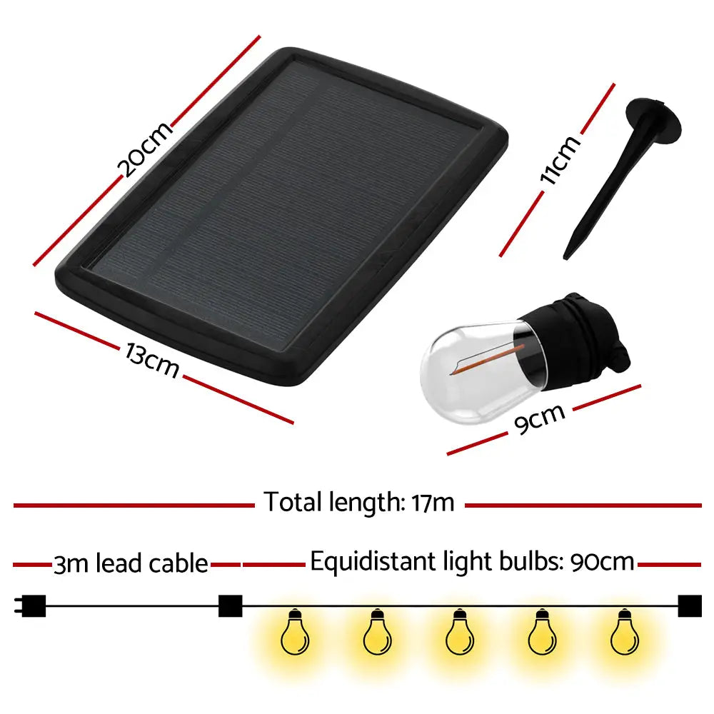17m Solar Festoon Lights Outdoor LED String Light Christmas Party Decor 2pcs - Home & Garden > Lighting