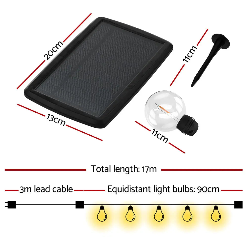 17m Solar Festoon Lights Outdoor LED String Light Christmas Wedding Decor 2 Pack - Home & Garden > Lighting