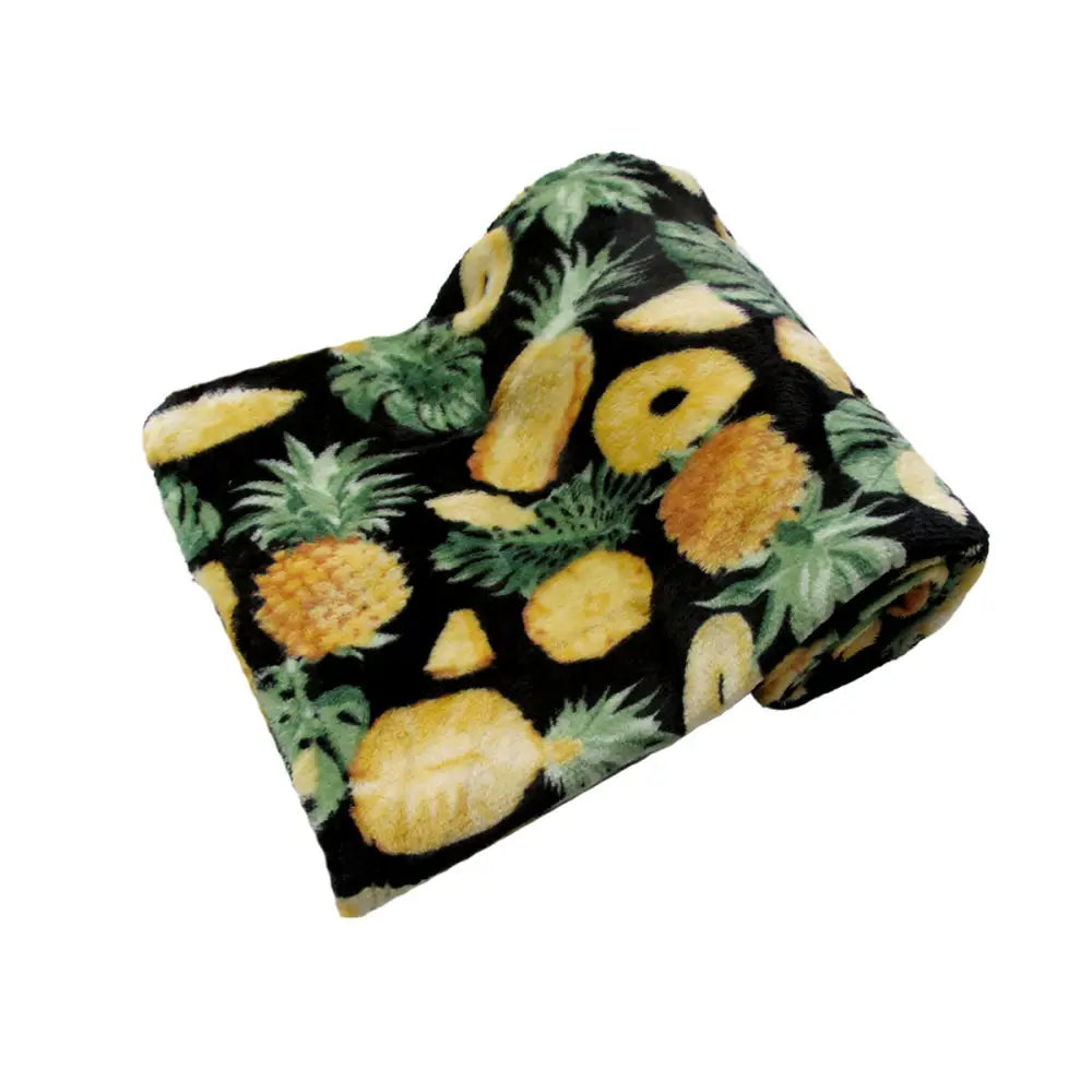 190GSM Fashion Printed Ultra Soft Coral Fleece Throw 127 x 152cm Pineapple - Home & Garden > Bedding