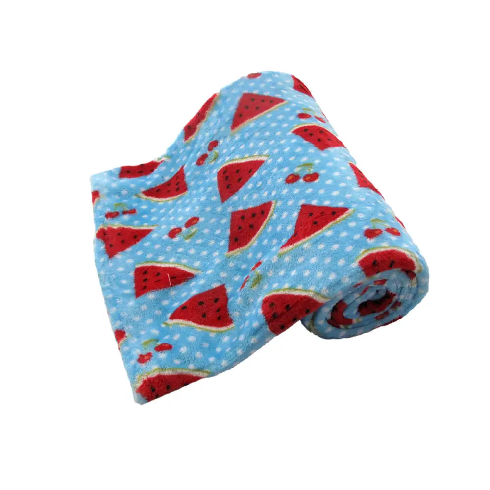 190GSM Girls Cute Ultra Soft Coral Fleece Throw 127 x 152cm Watermelon & Cherries - Home & Garden > Bedding
