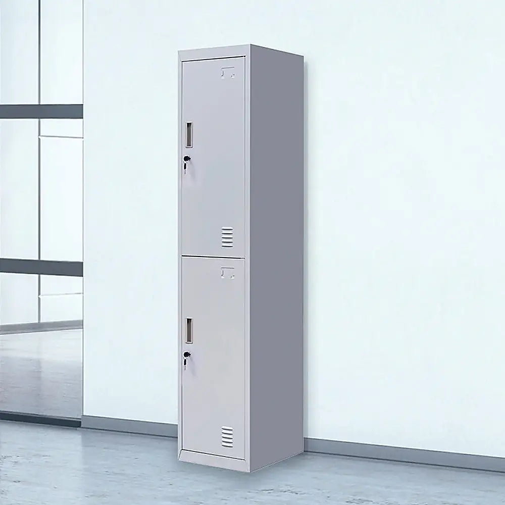 2-Door Vertical Locker for Office Gym Shed School Home Storage - Furniture > Office