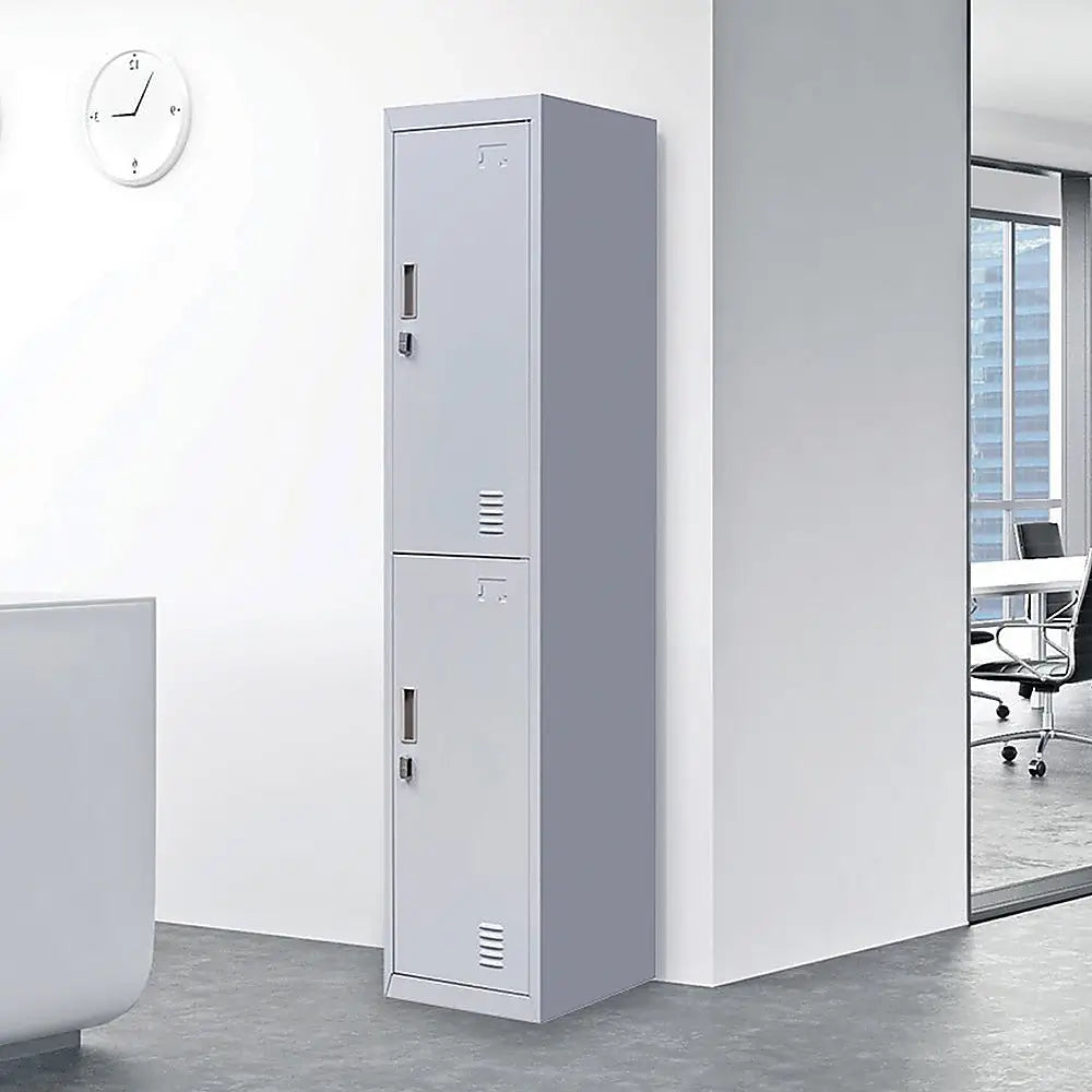 2-Door Vertical Locker for Office Gym Shed School Home Storage - Furniture > Office