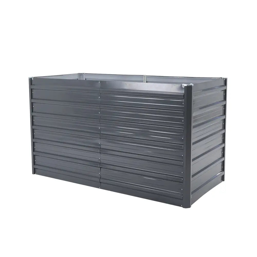 2-in-1 Raised Garden Bed Galvanised Steel Planter 240 x 80 x 77cm GREY - Home & Garden > Garden Beds