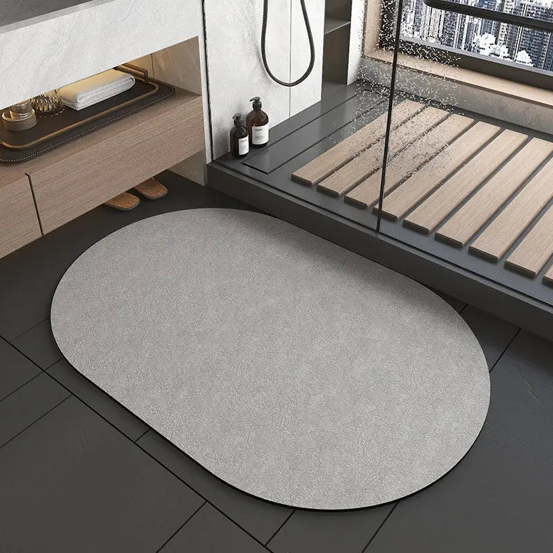 2 pcs Oval dark grey Quick-Dry Absorbent Non-Slip Bath Rug for Bathroom Kitchen & Entryway 40x60cm - Home & Garden >