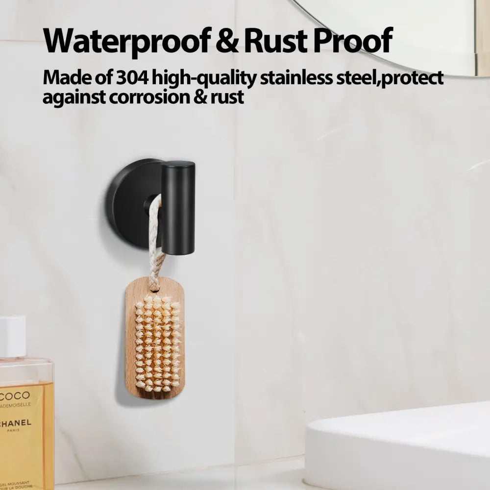 2 Pcs Wall Mount Bathroom Towel Hooks Holder Cloth Hanger Hook Kitchen Door Hanger Black - Furniture > Living Room >
