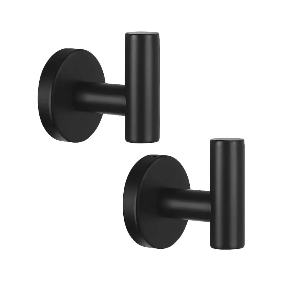 2 Pcs Wall Mount Bathroom Towel Hooks Holder Cloth Hanger Hook Kitchen Door Hanger Black - Furniture > Living Room >