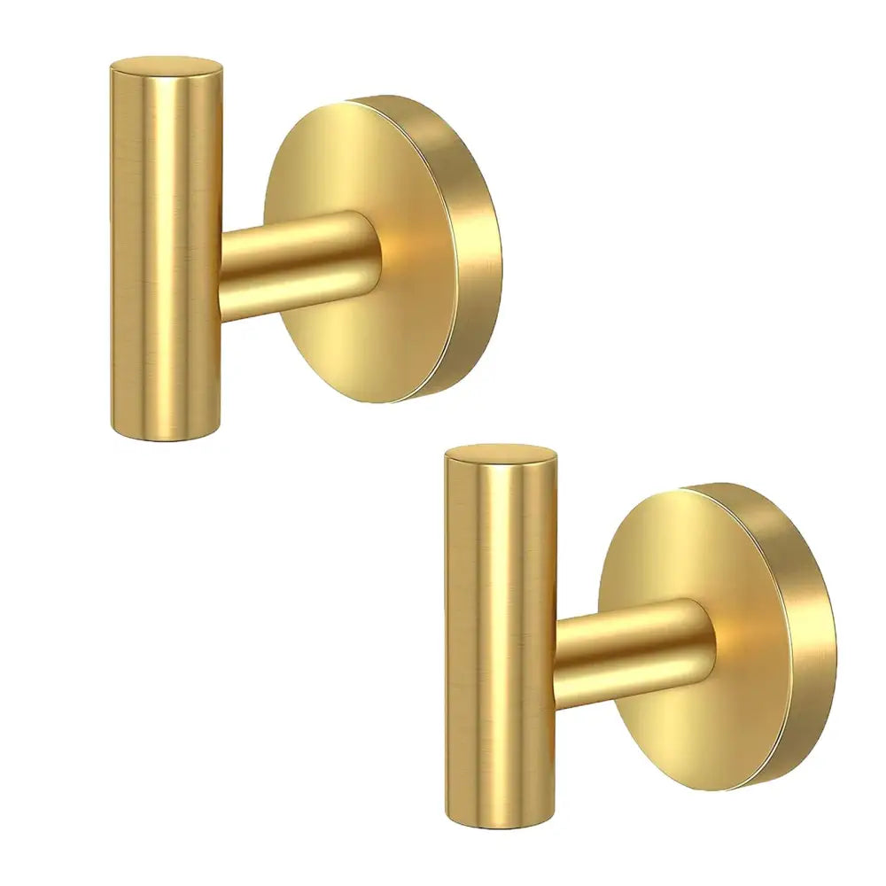 2 Pcs Wall Mount Bathroom Towel Hooks Holder Cloth Hanger Hook Kitchen Door Hanger Gold - Furniture > Living Room >