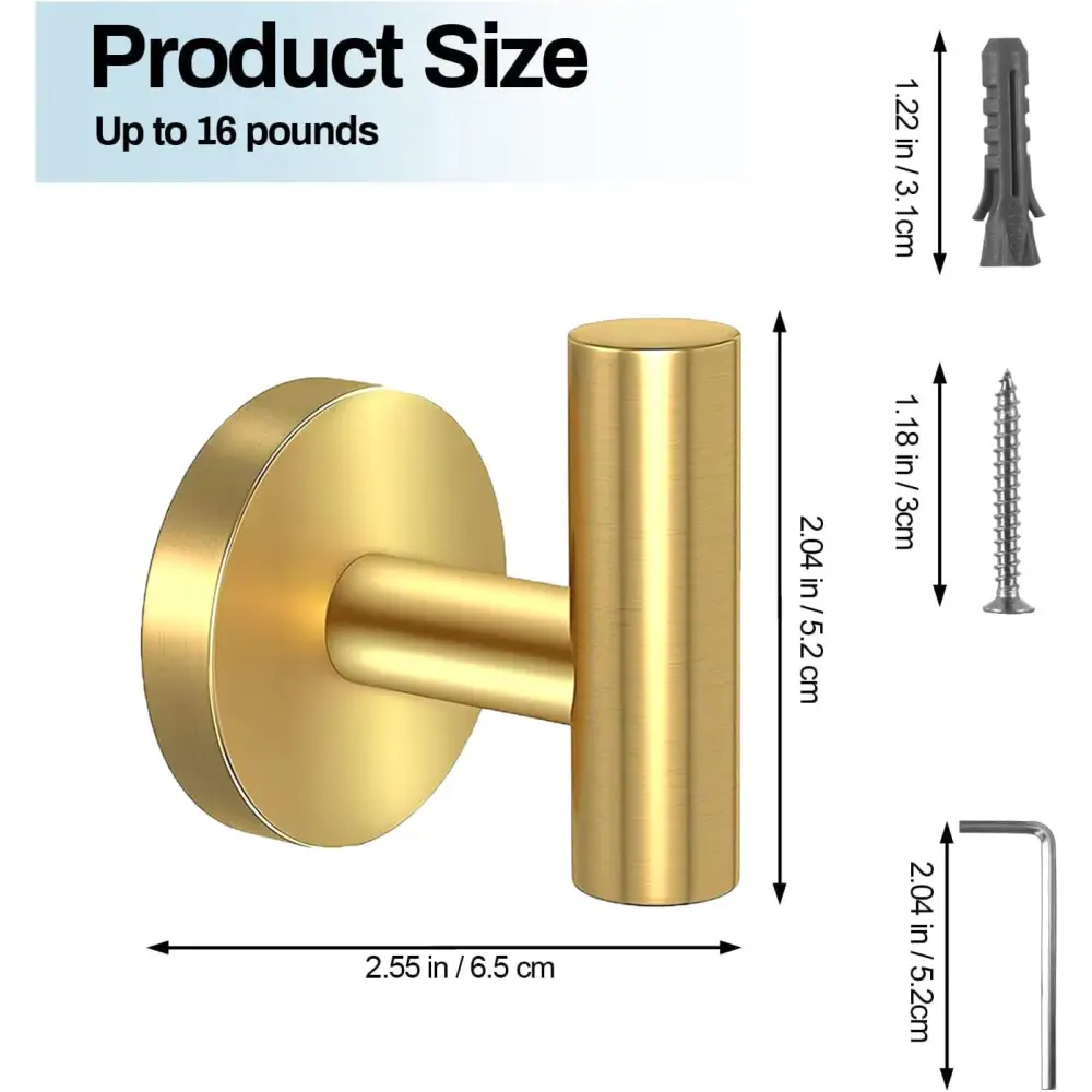 2 Pcs Wall Mount Bathroom Towel Hooks Holder Cloth Hanger Hook Kitchen Door Hanger Gold - Furniture > Living Room >