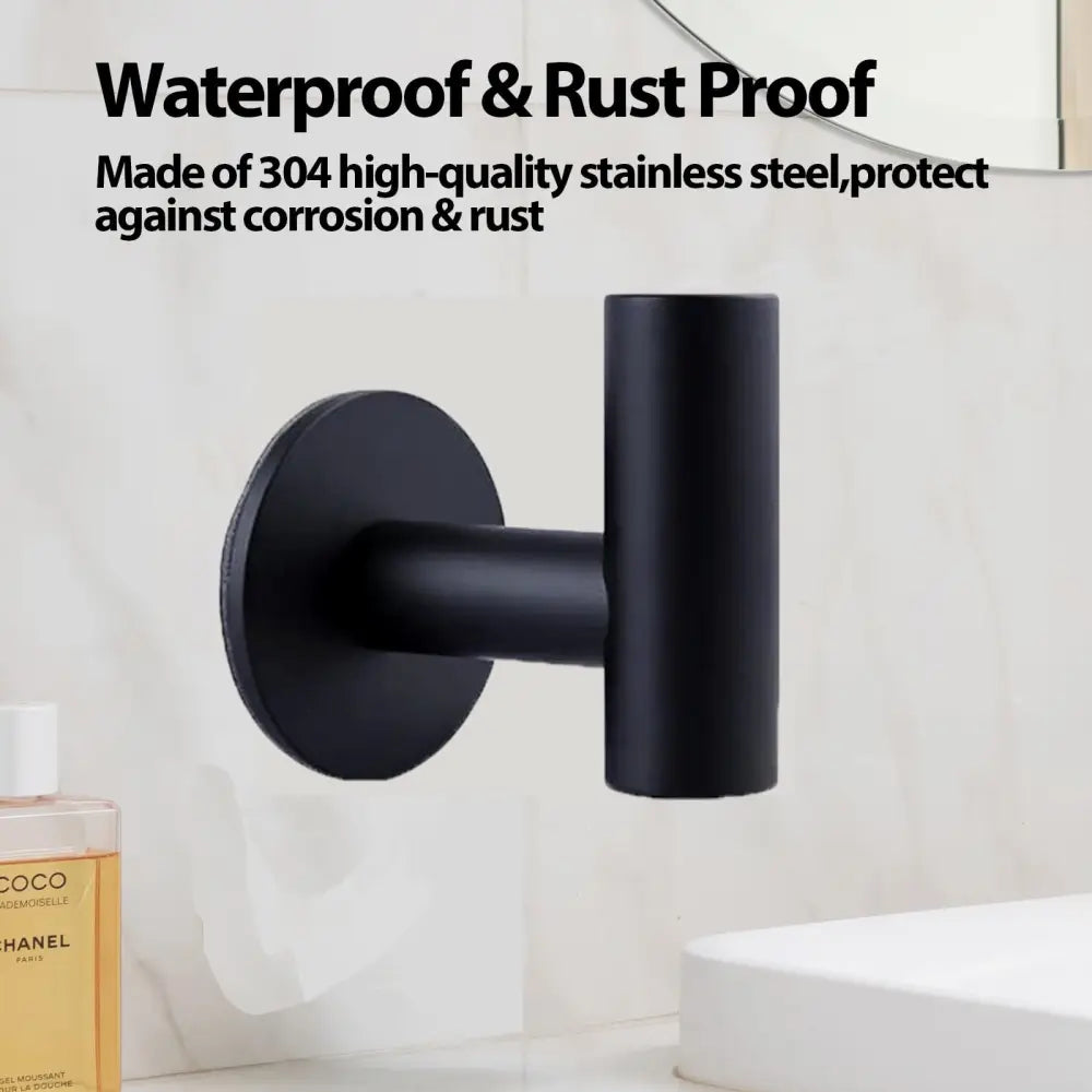 2 Pcs Wall Mount Self Adhesive Bathroom Towel Hooks Holder Cloth Hanger Hook Door Hanger Black - Audio & Video >