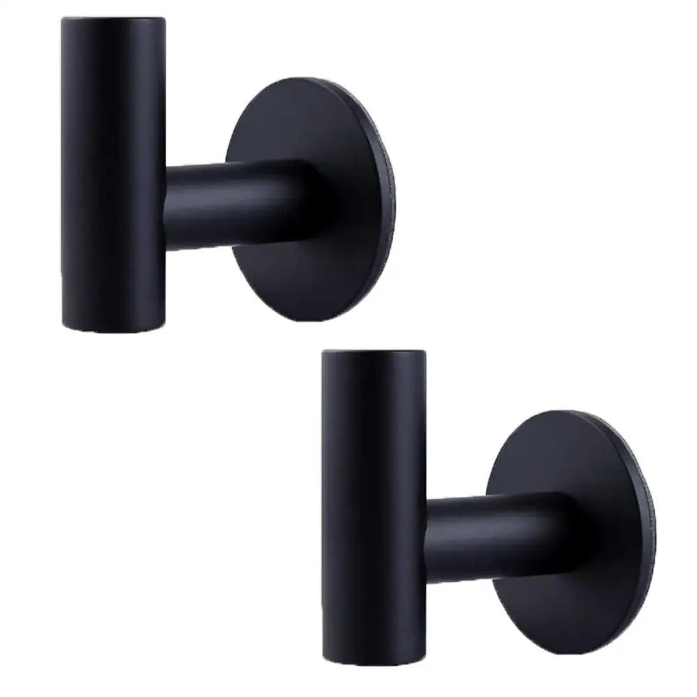 2 Pcs Wall Mount Self Adhesive Bathroom Towel Hooks Holder Cloth Hanger Hook Door Hanger Black - Audio & Video >
