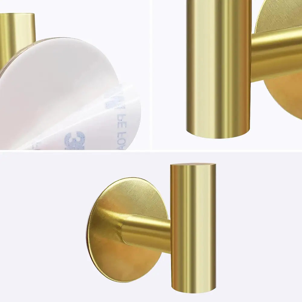 2 Pcs Wall Mount Self Adhesive Bathroom Towel Hooks Holder Cloth Hanger Hook Door Hanger Gold - Audio & Video > Musical