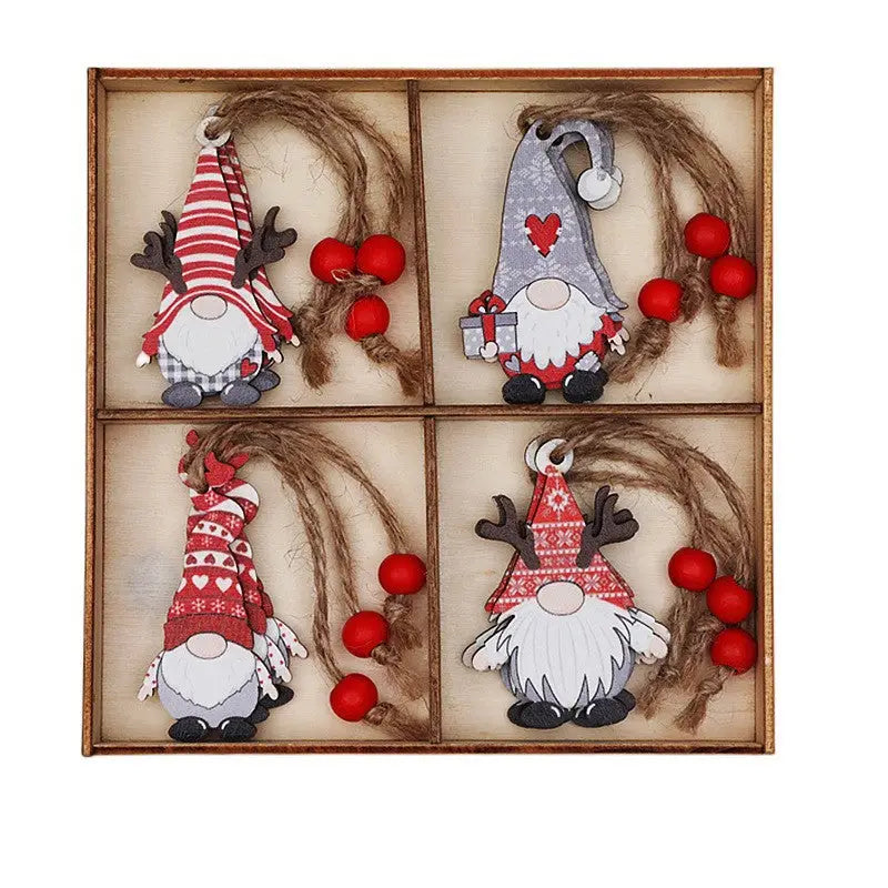 (2 set)Christmas Gnome Ornaments Set - Festive Wooden Decorations for Tree Set of 12 - Occasions > Christmas >