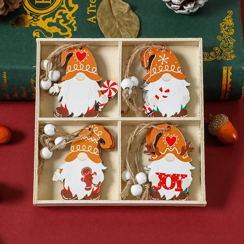(2 set) Christmas Gnome Ornaments Set - Festive Wooden Decorations for Tree Set of 12 - Occasions > Christmas >