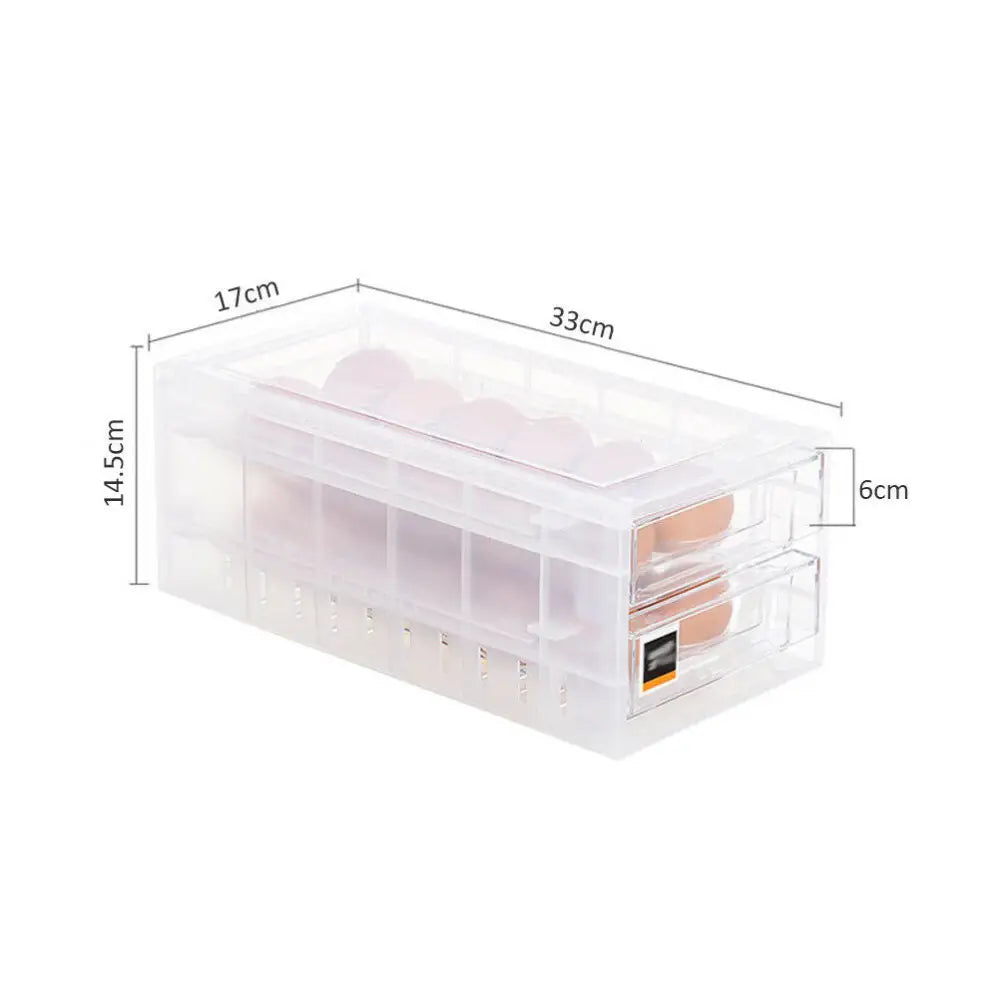 2 Tiers Double Layer 24 Grids Egg Storage Box Tray Kitchen Refrigerator Containe - Home & Garden > Storage