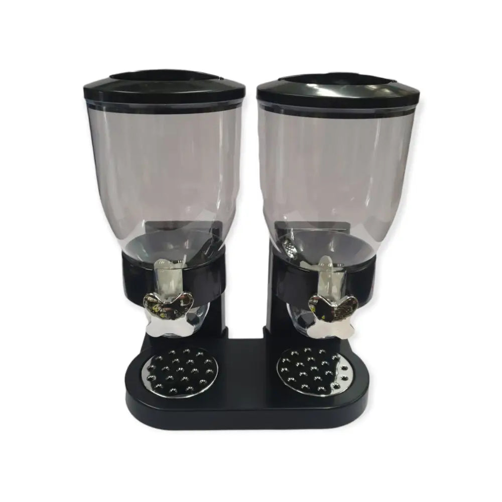 2 x 4L Double Cereal Dispenser Black - Round Rice Grains Countertop Storage - Home & Garden > Kitchenware