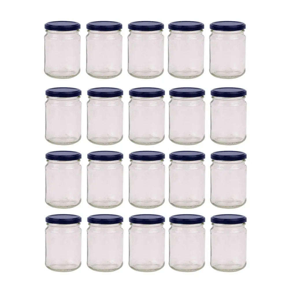 20x 150ml Flint Glass Jars + Twist Finish - Lids Round Food Storage Small Spices - Home & Garden > Storage