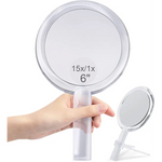 20X Magnifying Hand Mirror Two Sided Use for Makeup Application Tweezing and Blackhead/Blemish Removal (15 cm Silver)