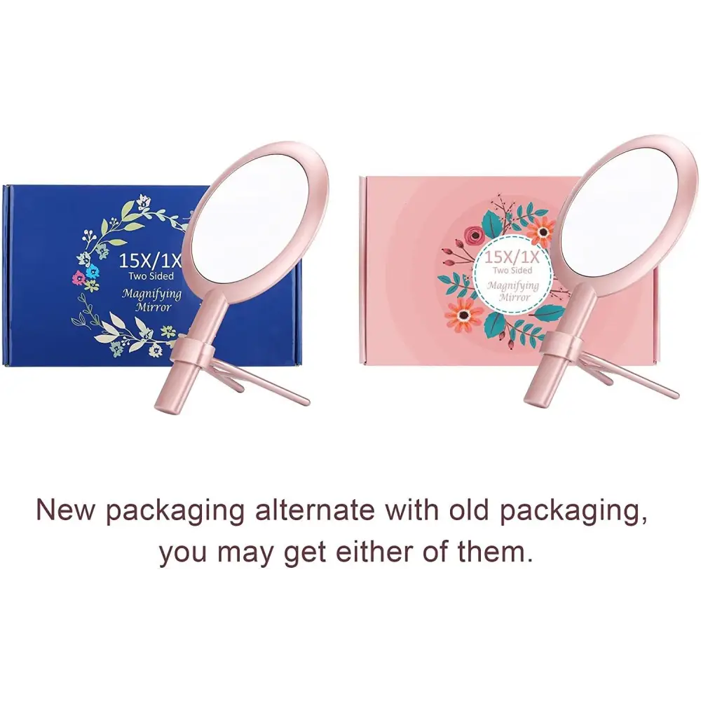 20X Magnifying Hand Mirror Two Sided Use for Makeup Application Tweezing and Blackhead/Blemish Removal (15 cm Silver)