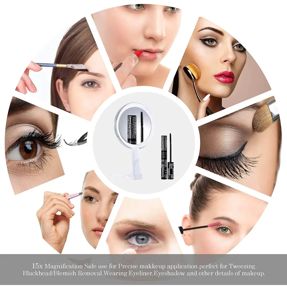 20X Magnifying Hand Mirror Two Sided Use for Makeup Application Tweezing and Blackhead/Blemish Removal (15 cm Silver)