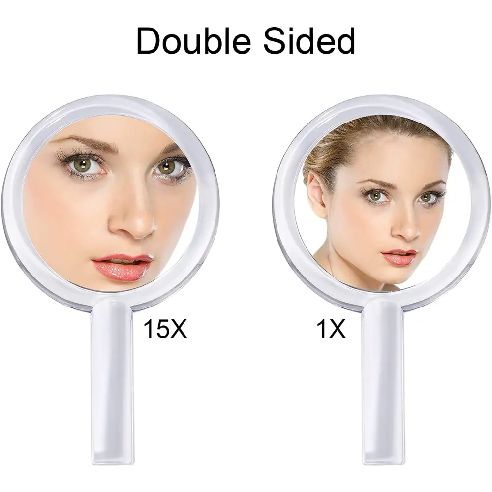 20X Magnifying Hand Mirror Two Sided Use for Makeup Application Tweezing and Blackhead/Blemish Removal (15 cm Silver)