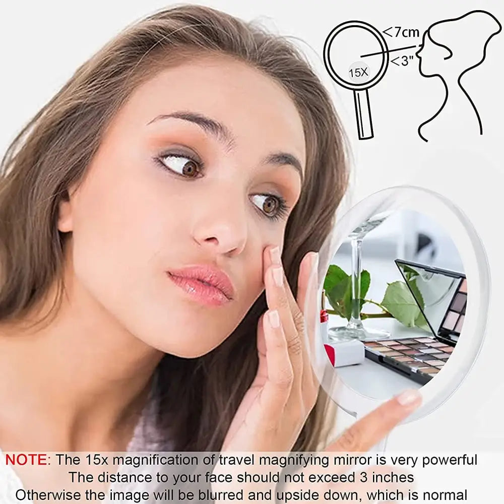 20X Magnifying Hand Mirror Two Sided Use for Makeup Application Tweezing and Blackhead/Blemish Removal (15 cm Silver)
