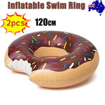 2pcs Coffee Inflatable Giant Donut Raft Swim Ring Float Swimming Pool Beach Pink Coff 120CM - Home & Garden > Pool &