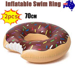 2pcs Coffee Inflatable Giant Donut Raft Swim Ring Float Swimming Pool Beach Pink Coff 70CM - Home & Garden > Pool &