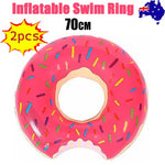 2pcs Pink Inflatable Giant Donut Raft Swim Ring Float Swimming Pool Beach Pink Coff 70CM - Home & Garden > Pool &