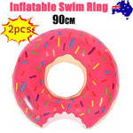 2pcs Pink Inflatable Giant Donut Raft Swim Ring Float Swimming Pool Beach Lounge Pink Coff 90CM - Home & Garden > Pool