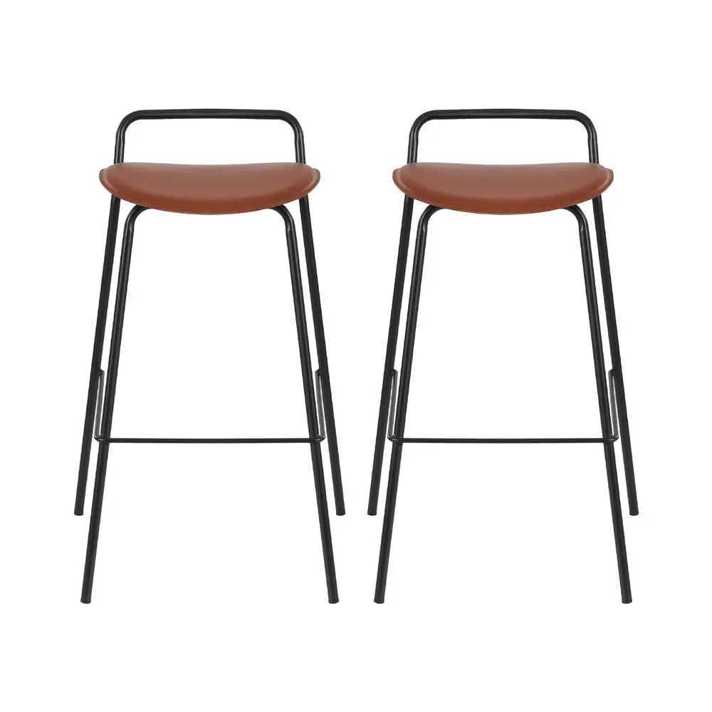 2x Artiss Bar Stools Kitchen Counter Stools Metal Brown - Furniture > Bar Stools & Chairs > Table & Bar Stools