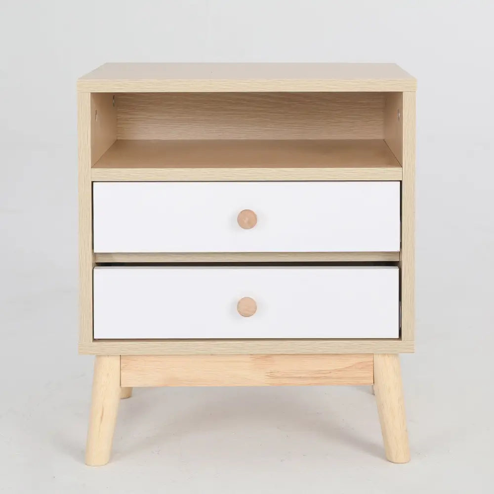 2X Bedside Table Side Storage Cabinet Nightstand Bedroom 2 Drawer ANYA OAK - Furniture > Bedroom > Bedside Tables