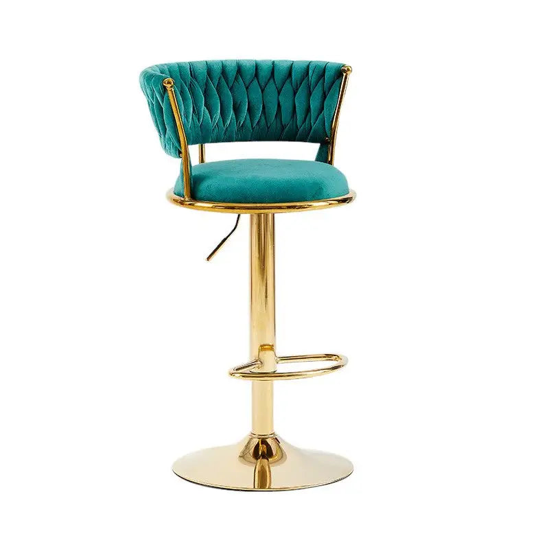 2x Height Adjustable Swivel Bar Stool Velvet Golden Base Barstools Chairs Padded Seat- Green - Furniture > Bar Stools &