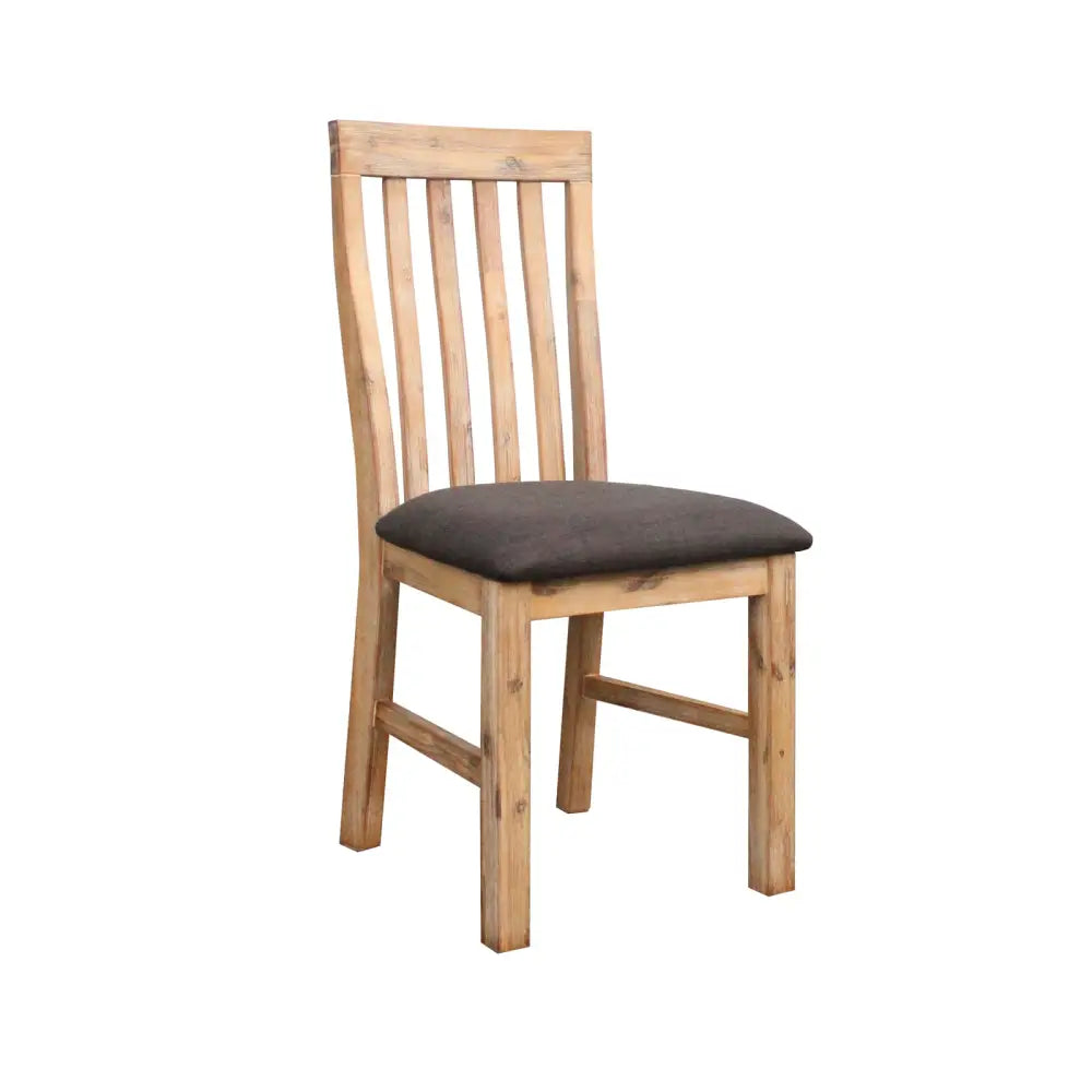 2x Wooden Frame Leatherette in Solid Wood Acacia & Veneer Dining Chairs in Oak Colour - Furniture > Dining