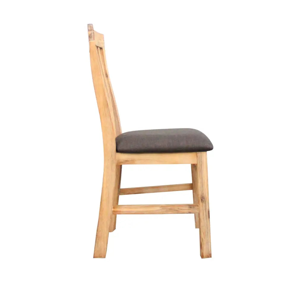 2x Wooden Frame Leatherette in Solid Wood Acacia & Veneer Dining Chairs in Oak Colour - Furniture > Dining